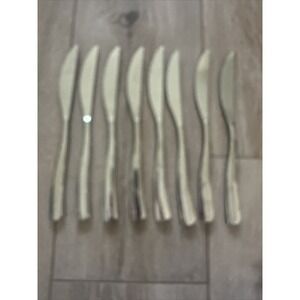 8 Oneida‎ GRIFFITH Stainless Dinner Knives Flatware Wavy Handle